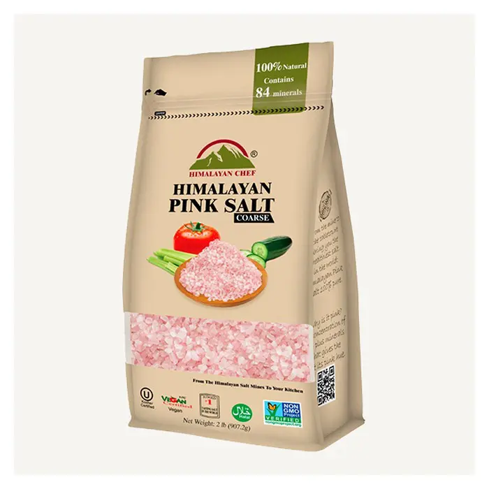 Himalayan Pink Coarse Salt Stand Pouch w/ Window (6/2lb) 1 Himalayan Pink Coarse Salt Stand Pouch w/ Window (6/2lb)