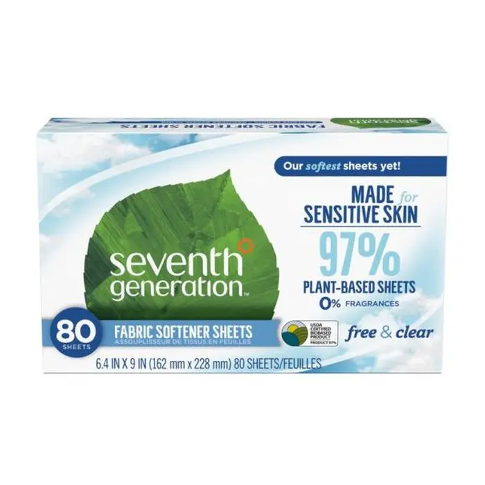 Seventh Generation Laundry Additives Fabric Softener Sheets - Free & Clear 1 Seventh Generation Laundry Additives Fabric Softener Sheets - Free & Clear