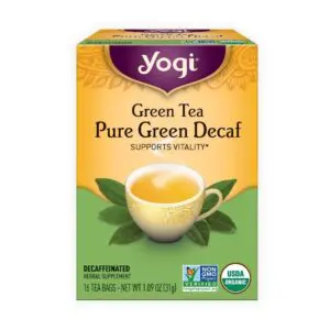 Yogi Green Tea Pure Green Decaf.